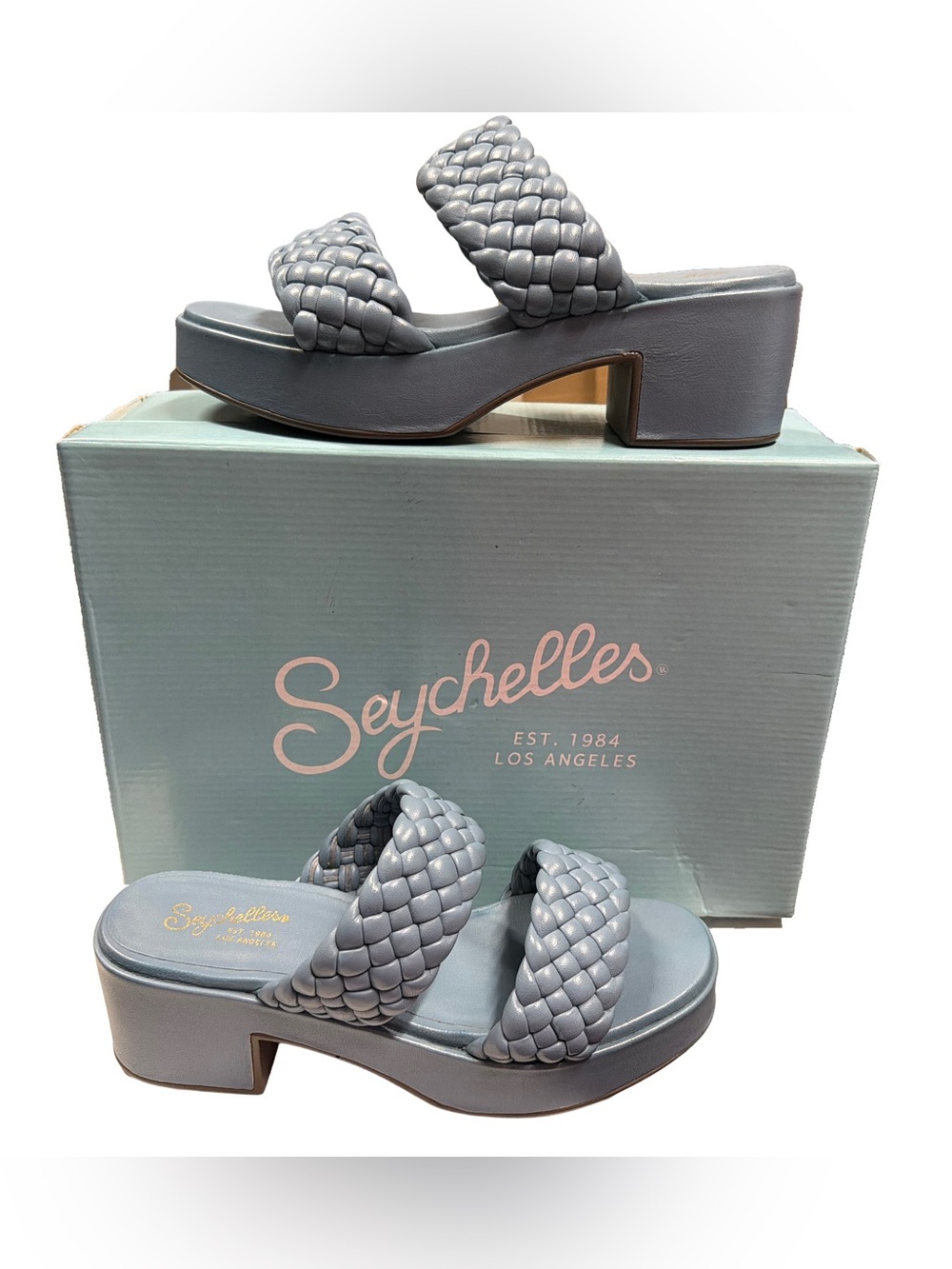Seychelles Women's Platform Braided Preppy Blue Leather Sandals, Size 8 M, NWT - Picture 11 of 12